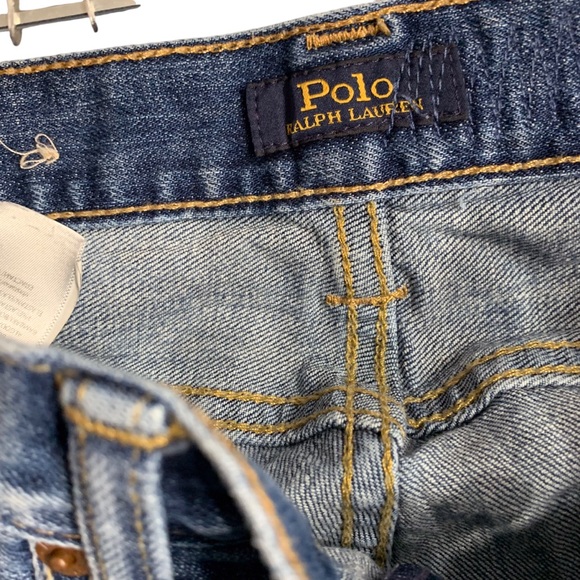 POLO RALPH LAUREN WAVERLY PATCHWORK STRAIGHT CROPPED BLUE DENIM JEANS - Picture 4 of 16